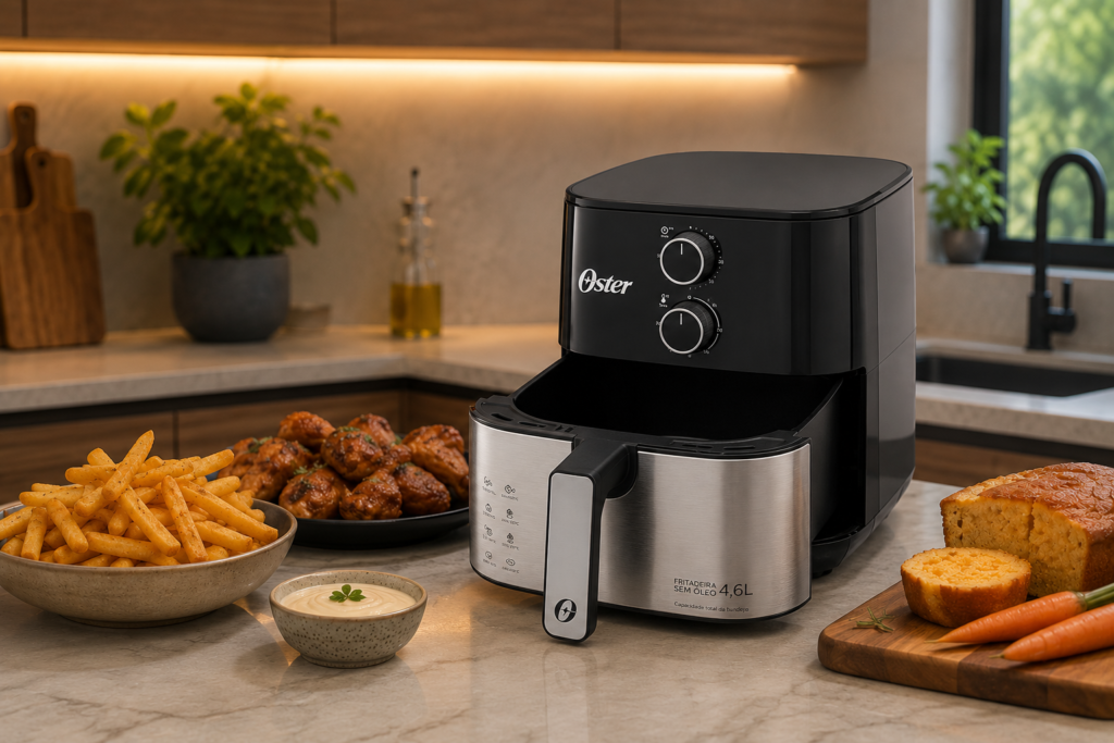Fritadeira air fryer Oster OFRT520 Inox Compact de 4,6 litros