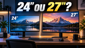 Monitor de 24 ou 27 polegadas lado a lado para comparação
