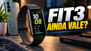 Samsung Galaxy Fit3 mostrando tela AMOLED e recursos de atividade